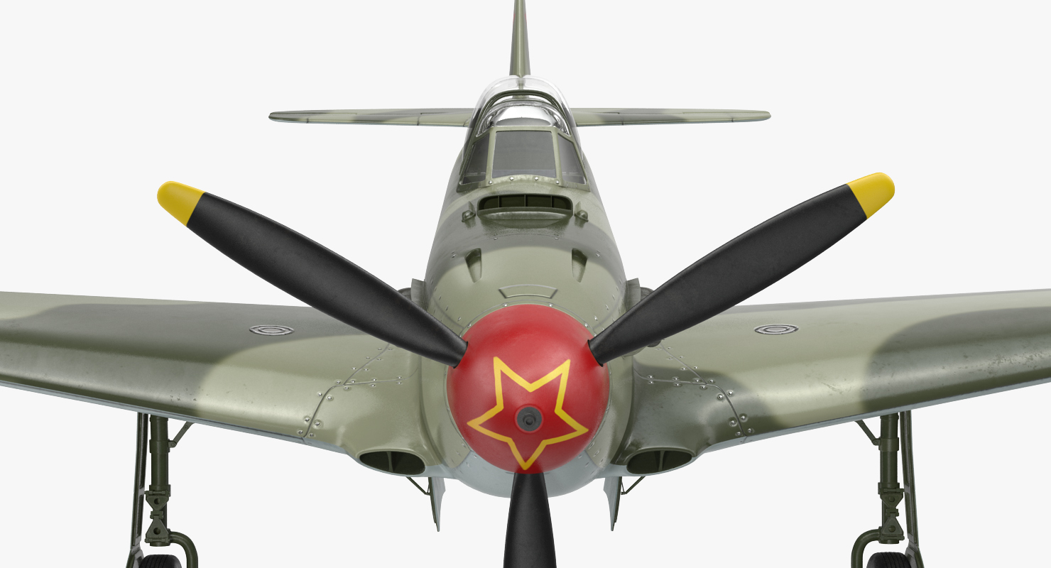 3D Soviet WWII Fighter Aircraft Yak 9 Rigged