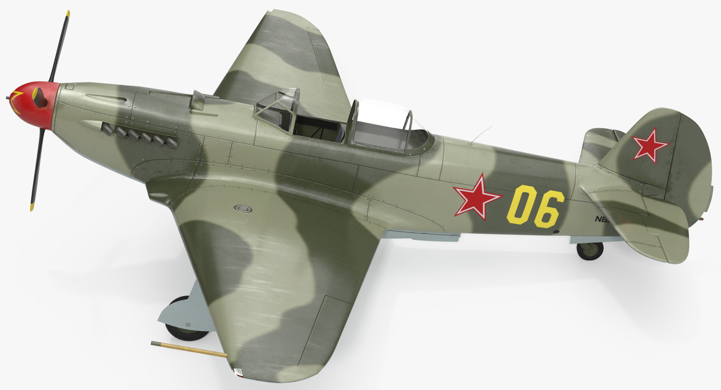 3D Soviet WWII Fighter Aircraft Yak 9 Rigged