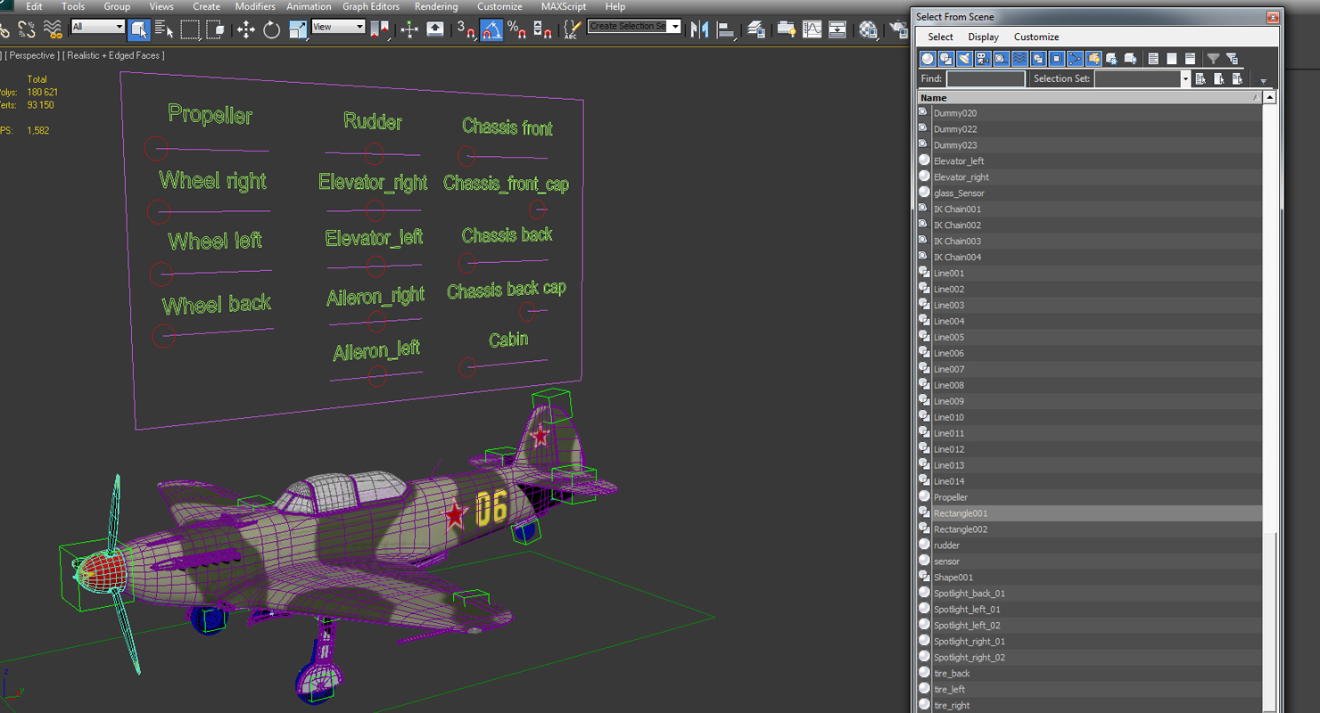 3D Soviet WWII Fighter Aircraft Yak 9 Rigged
