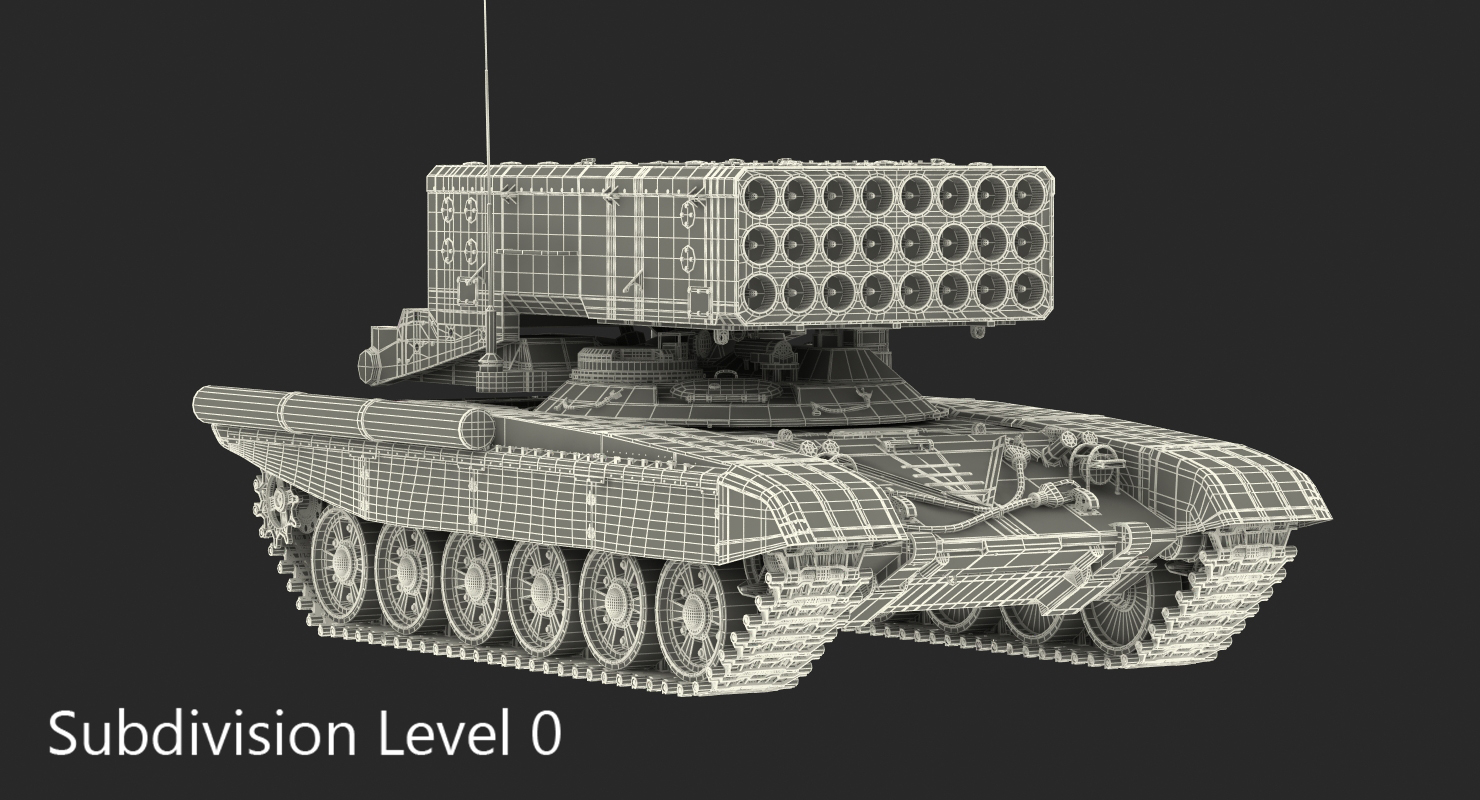 3D Russian Multiple Rocket Launcher TOS 1A Rigged