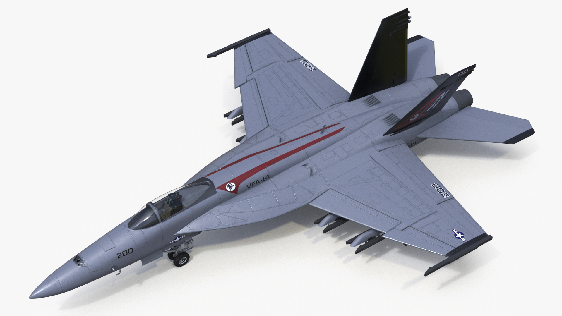 3D Fighter FA 18E Tophatters Rigged for Cinema 4D