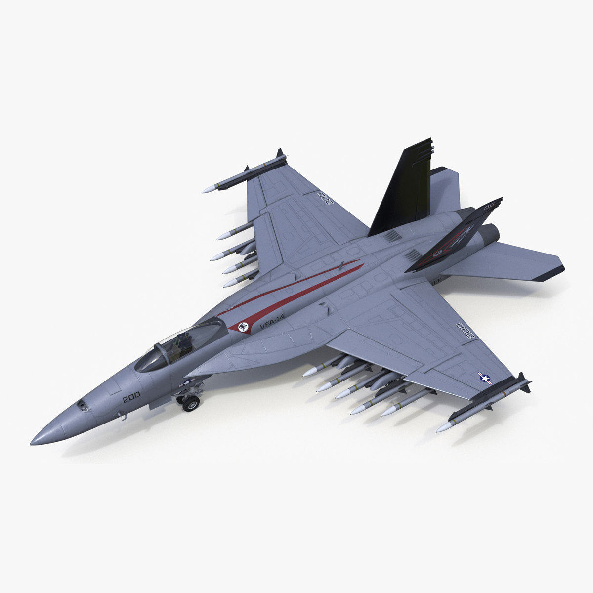3D Fighter FA 18E Tophatters Rigged for Cinema 4D
