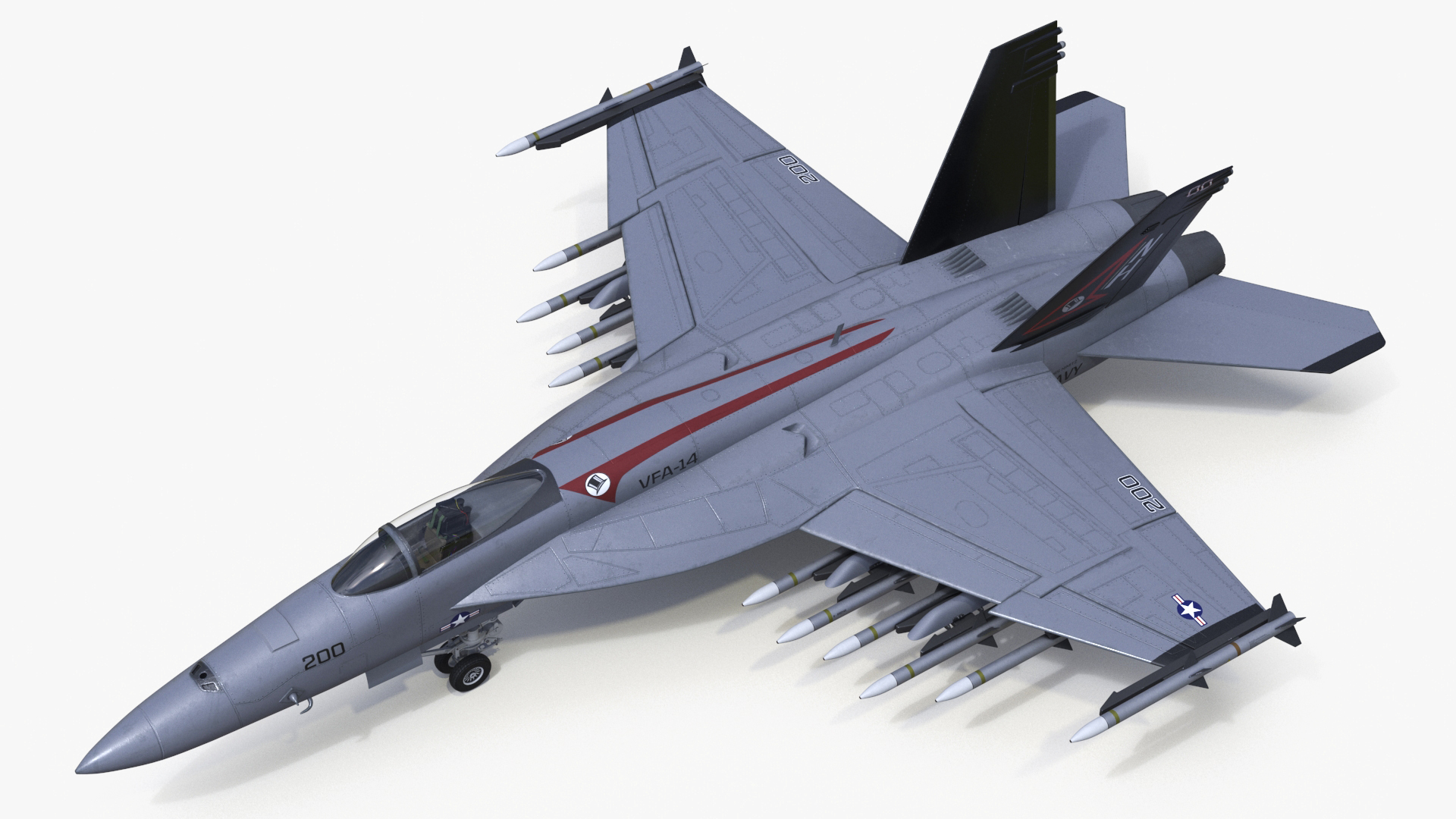 3D Fighter FA 18E Tophatters Rigged for Cinema 4D
