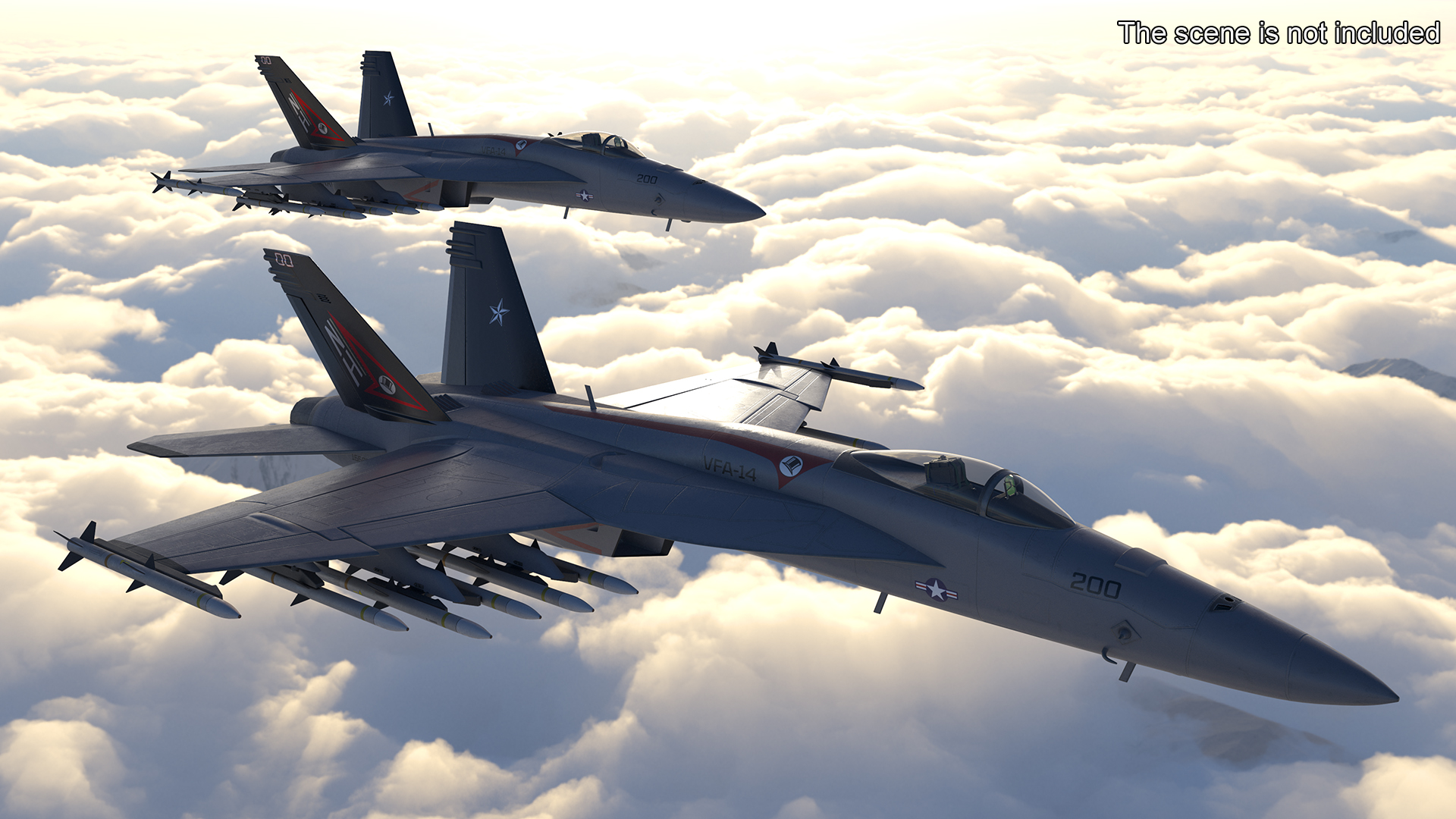 3D Fighter FA 18E Tophatters Rigged for Cinema 4D
