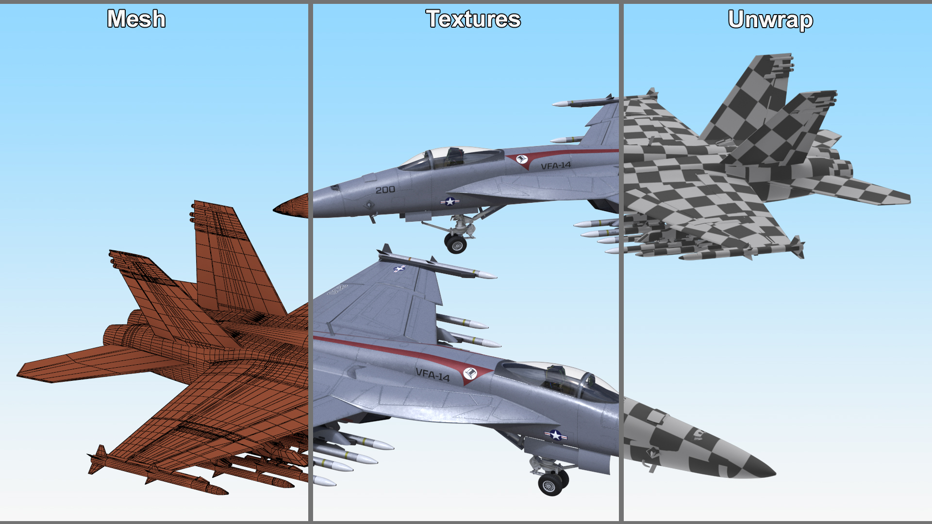 3D Fighter FA 18E Tophatters Rigged for Cinema 4D