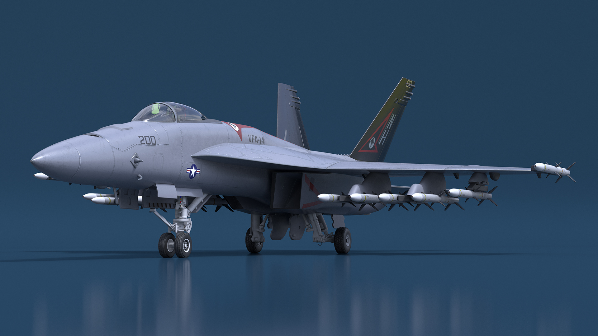 3D Fighter FA 18E Tophatters Rigged for Cinema 4D