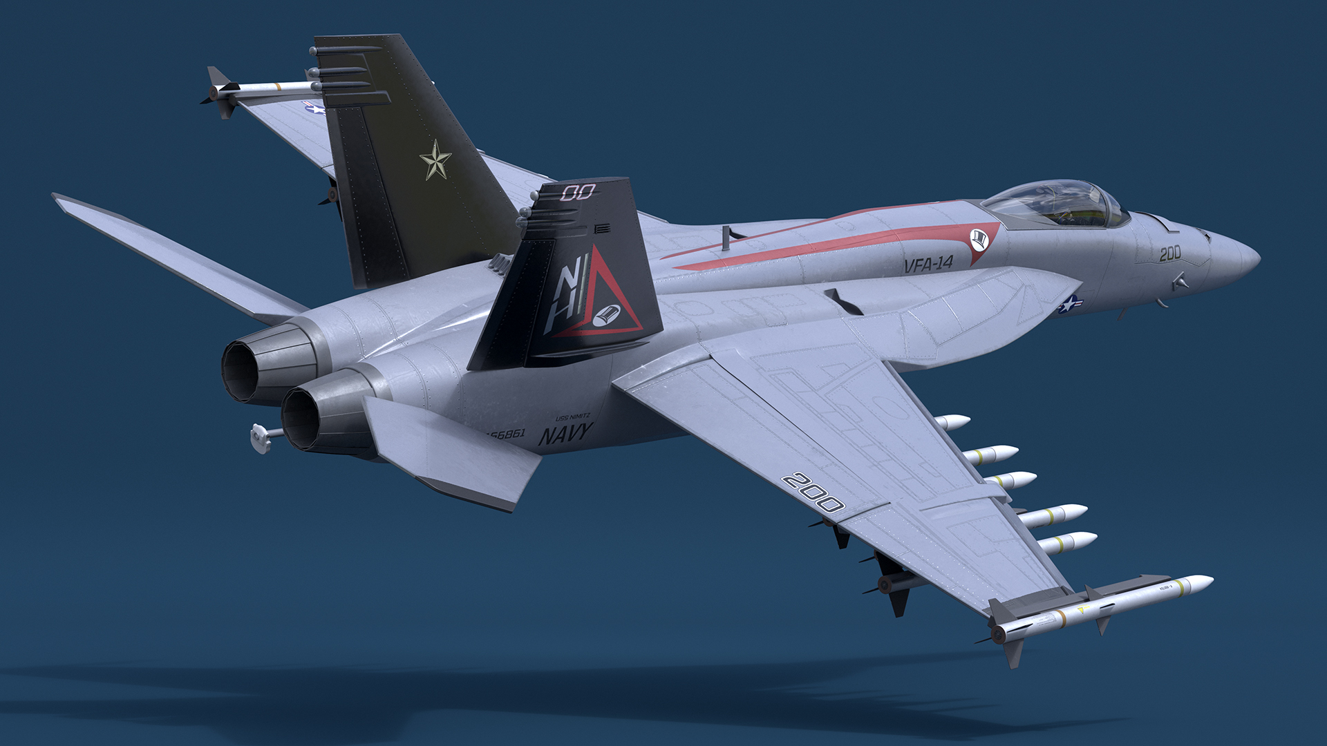3D Fighter FA 18E Tophatters Rigged for Cinema 4D