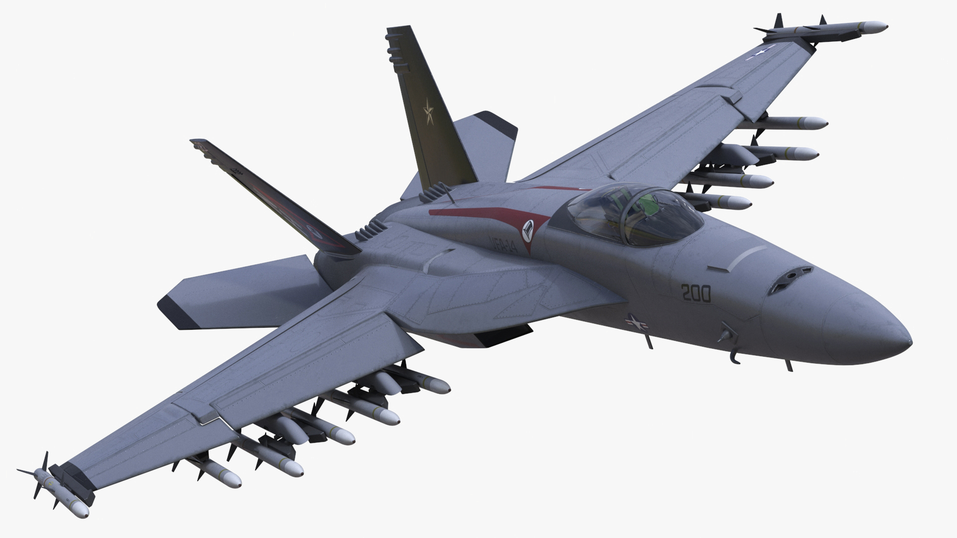 3D Fighter FA 18E Tophatters Rigged for Cinema 4D