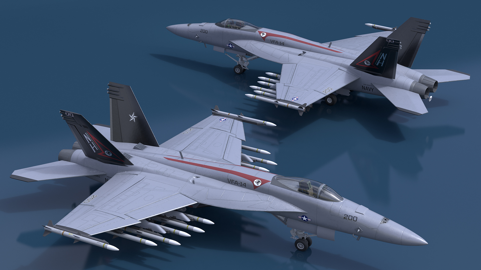 3D Fighter FA 18E Tophatters Rigged for Cinema 4D