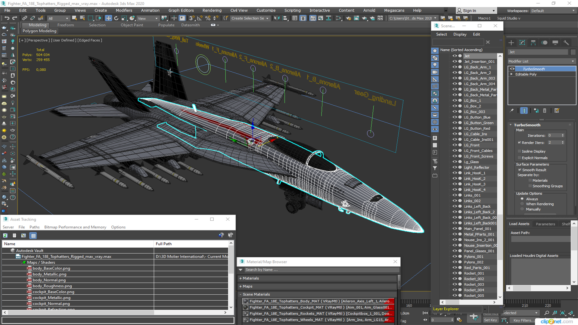 3D Fighter FA 18E Tophatters Rigged for Cinema 4D