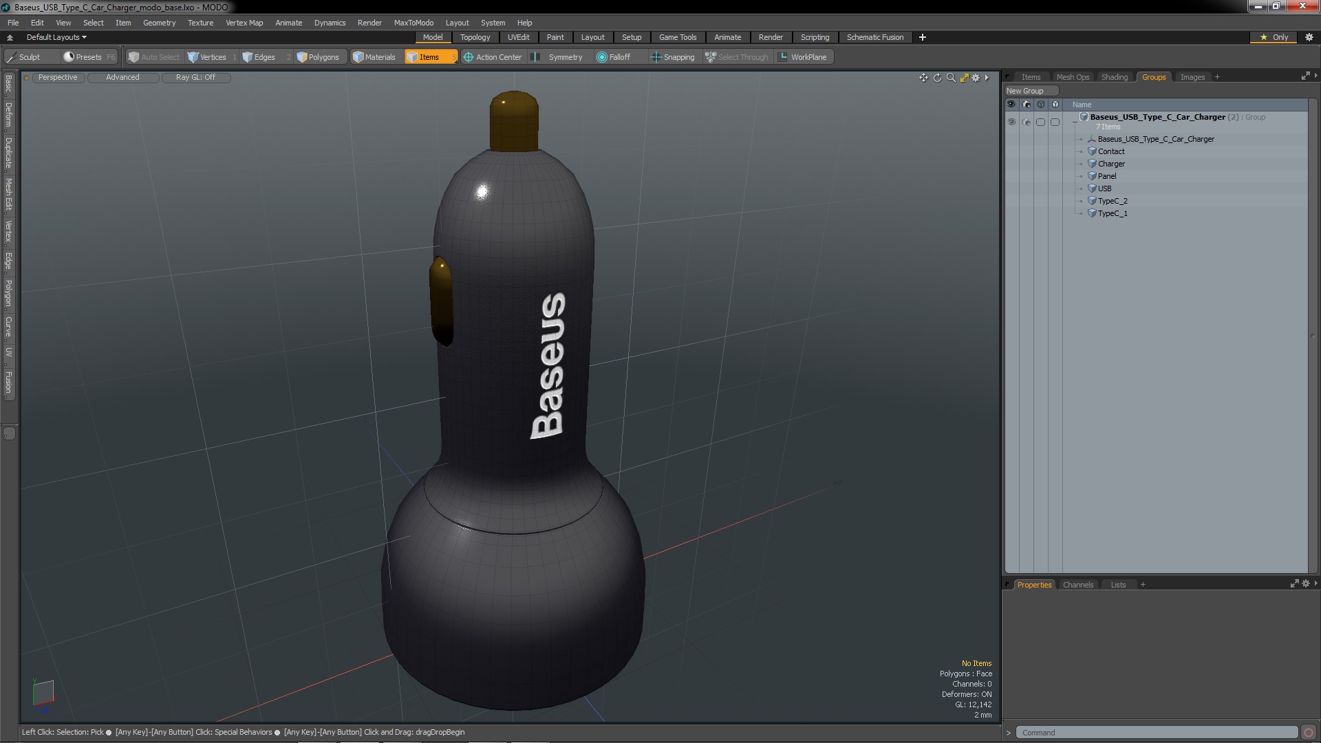 Baseus USB Type C Car Charger 3D model