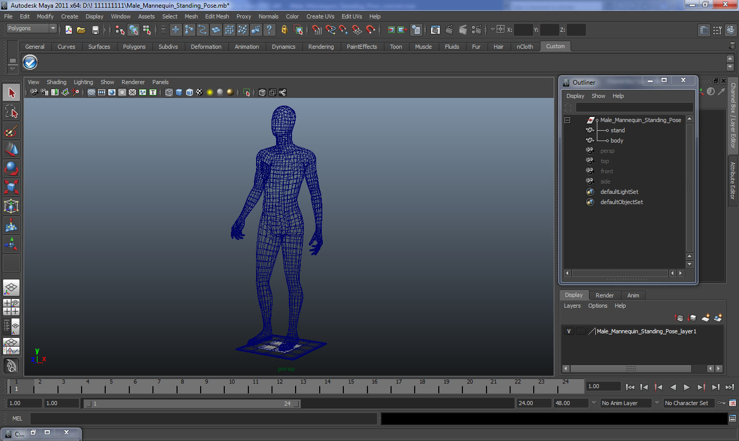 3D Male Mannequin Standing Pose model