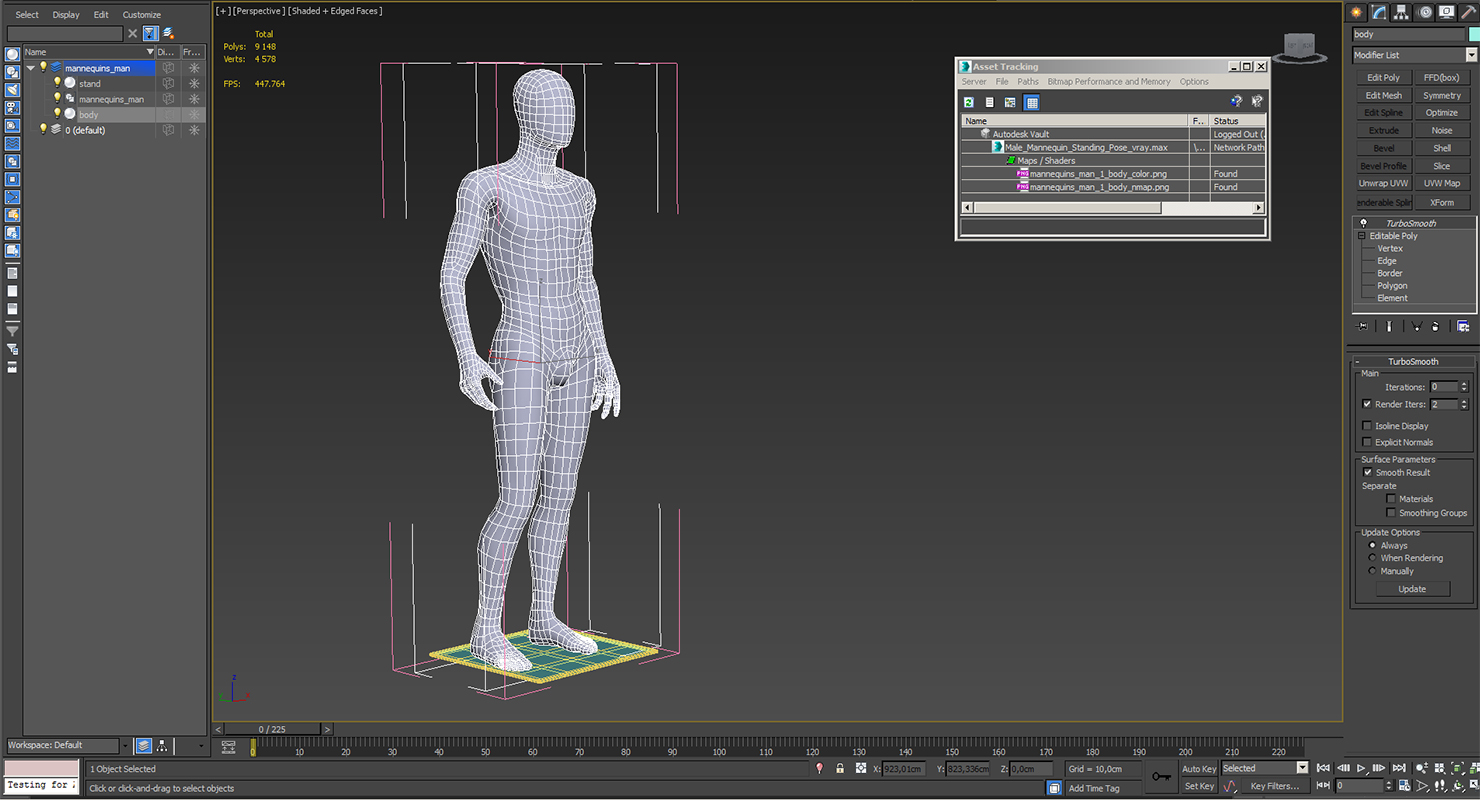 3D Male Mannequin Standing Pose model