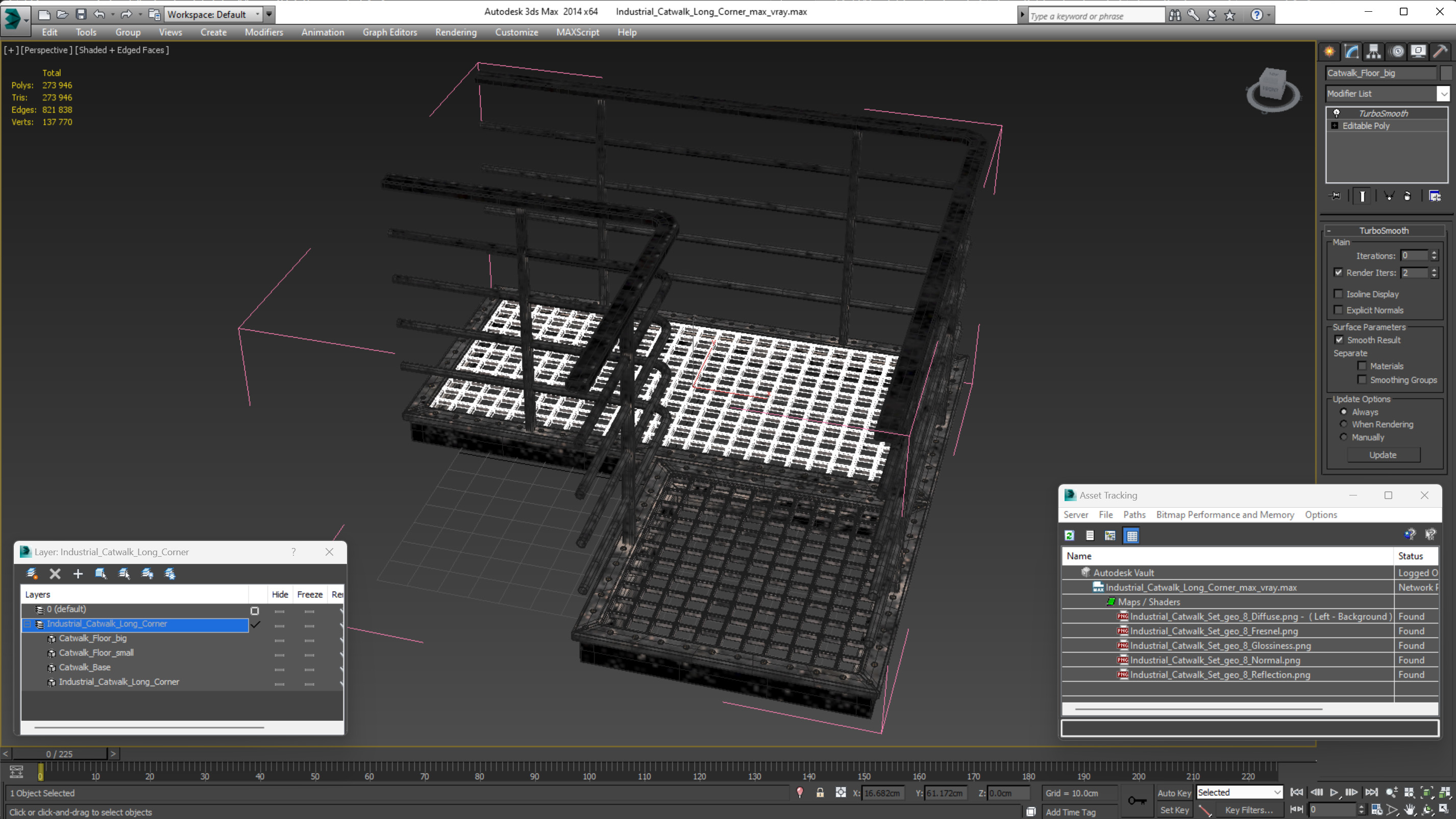 3D model Industrial Catwalk Long Corner