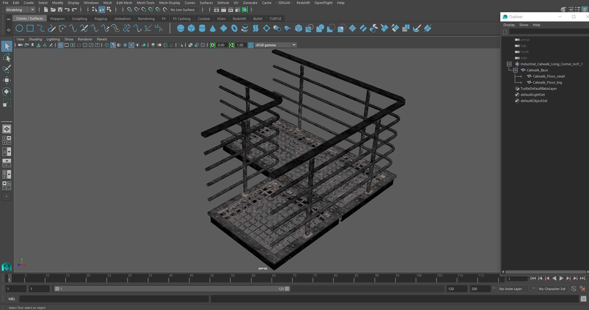 3D model Industrial Catwalk Long Corner