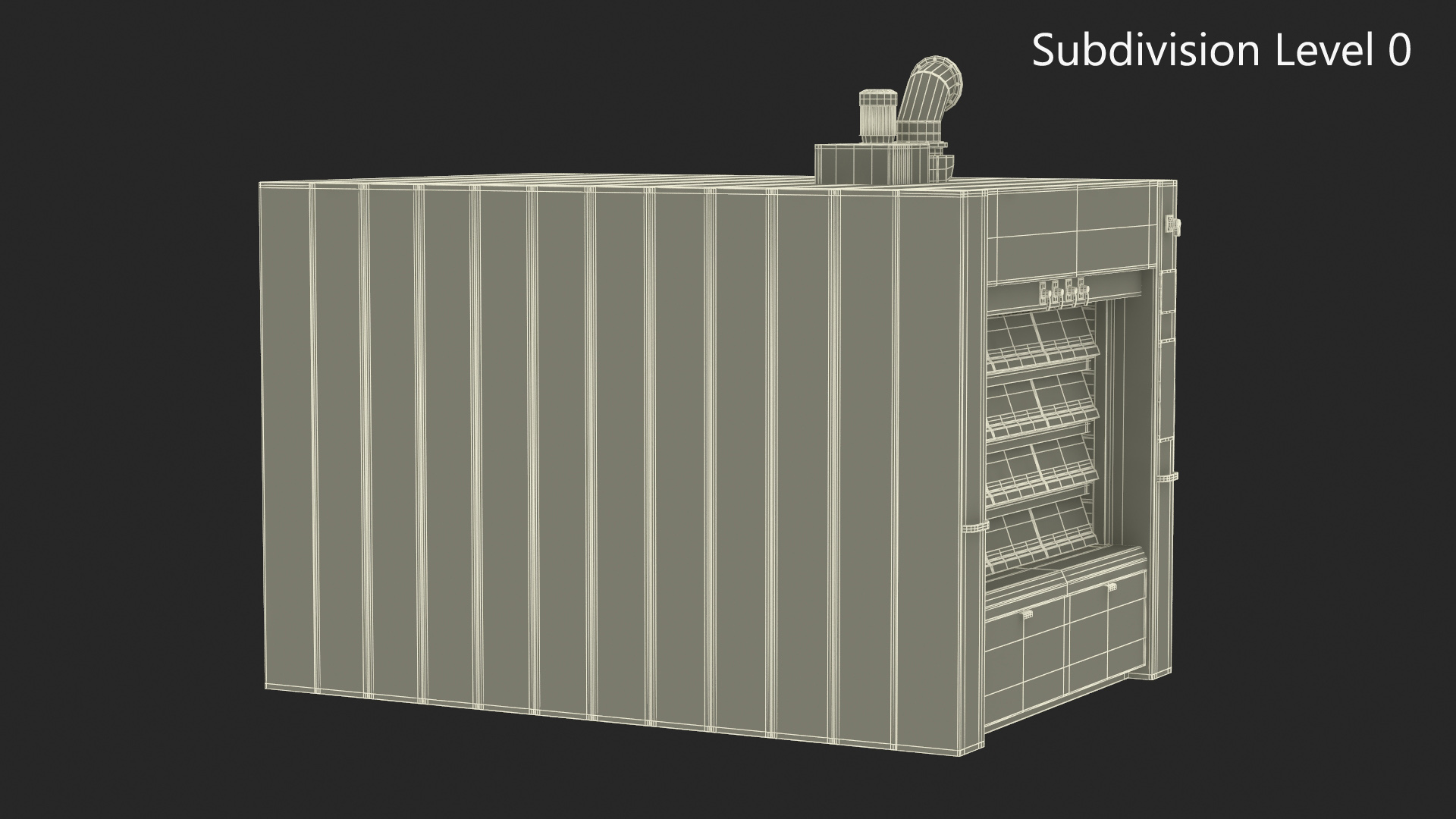 3D Industrial Steam Bakery Oven Lights On model