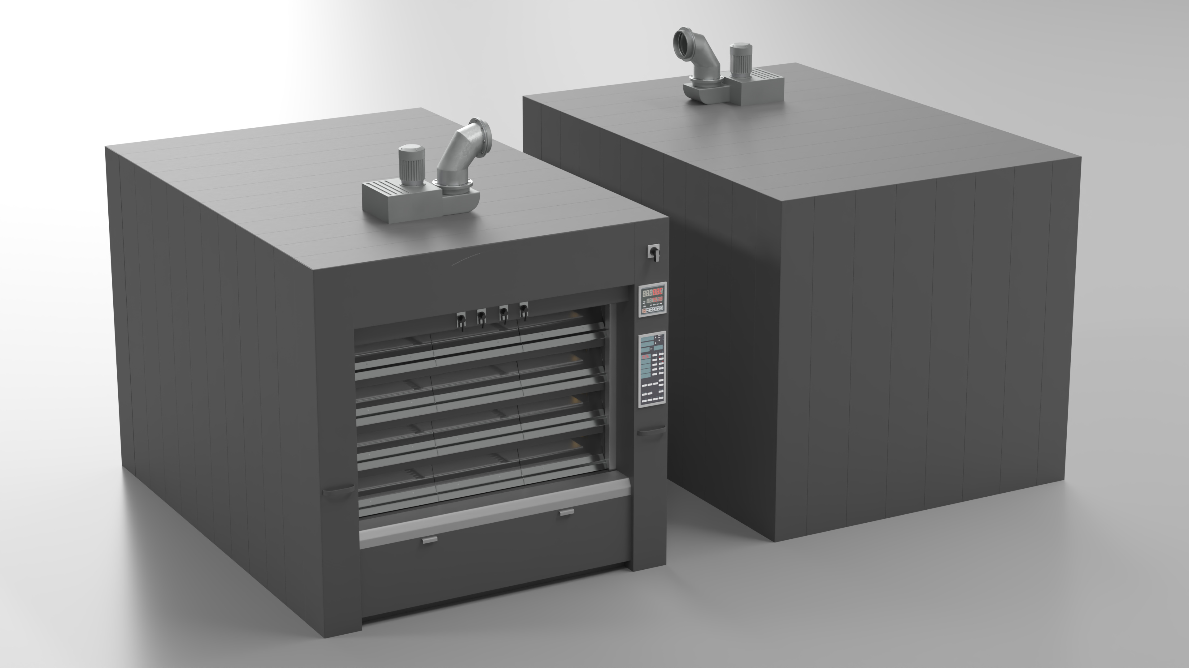 3D Industrial Steam Bakery Oven Lights On model