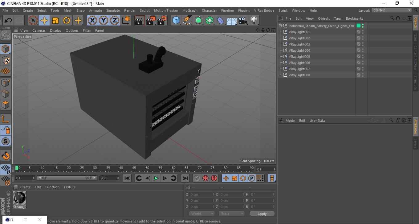 3D Industrial Steam Bakery Oven Lights On model