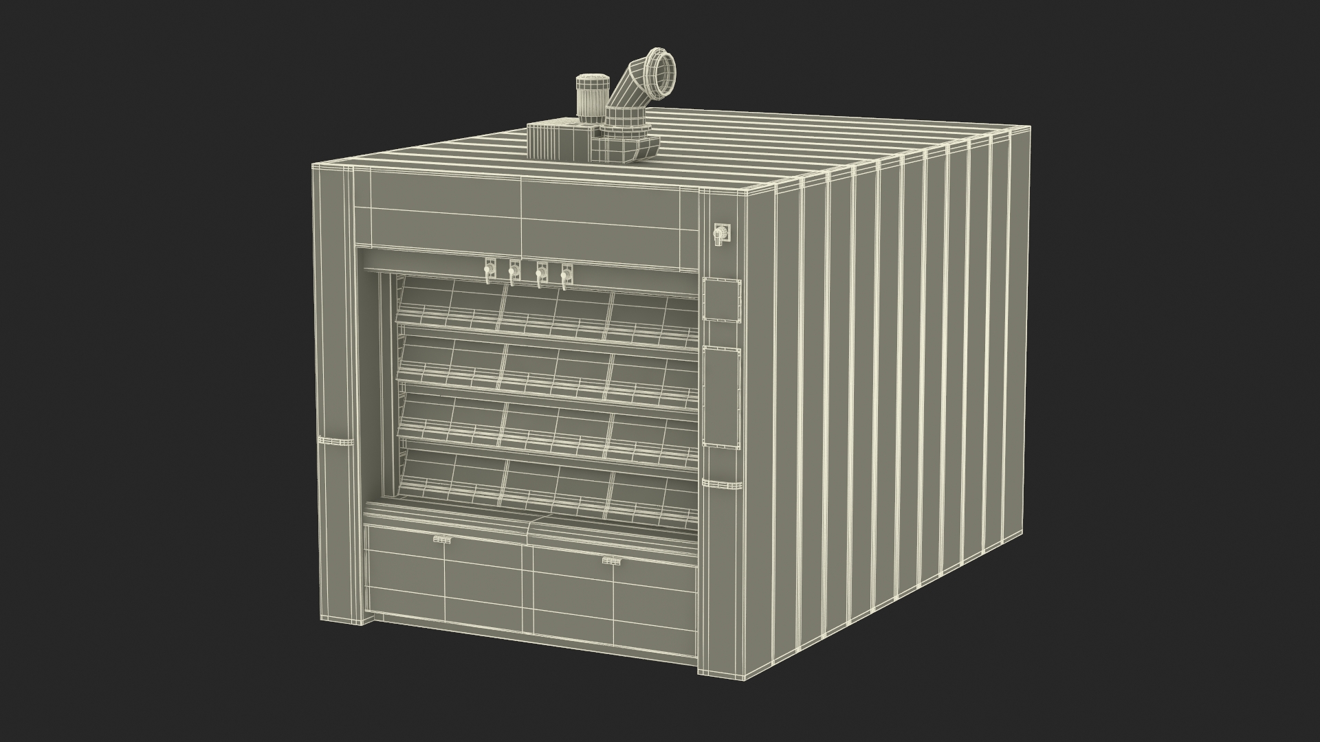 3D Industrial Steam Bakery Oven Lights On model