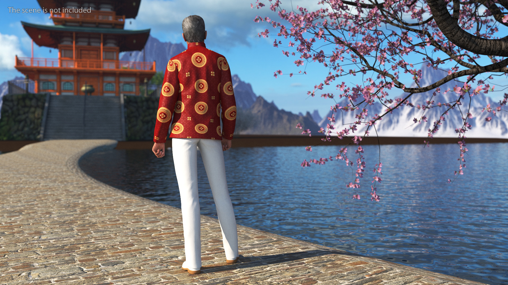 3D Chinese Elderly Man Traditional Style Rigged for Maya model