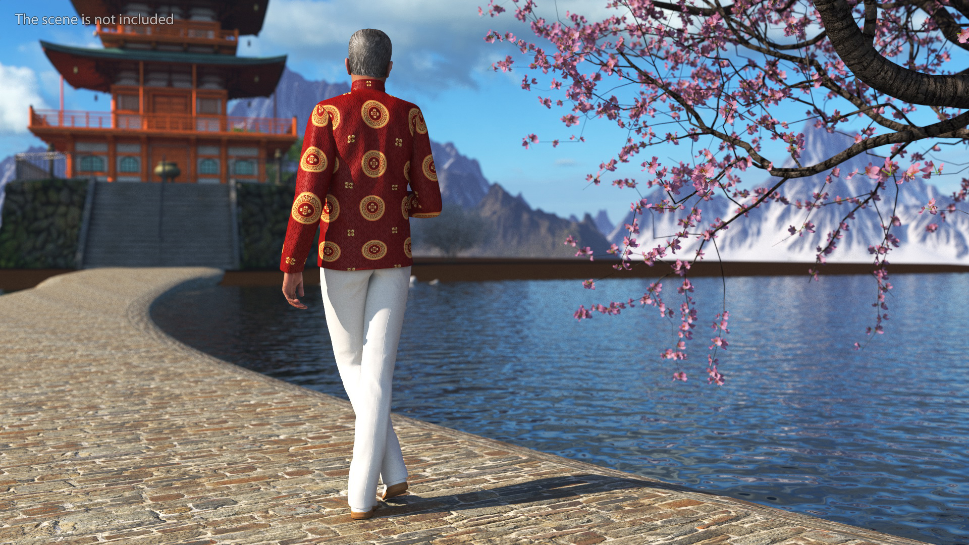 3D Chinese Elderly Man Traditional Style Rigged for Maya model