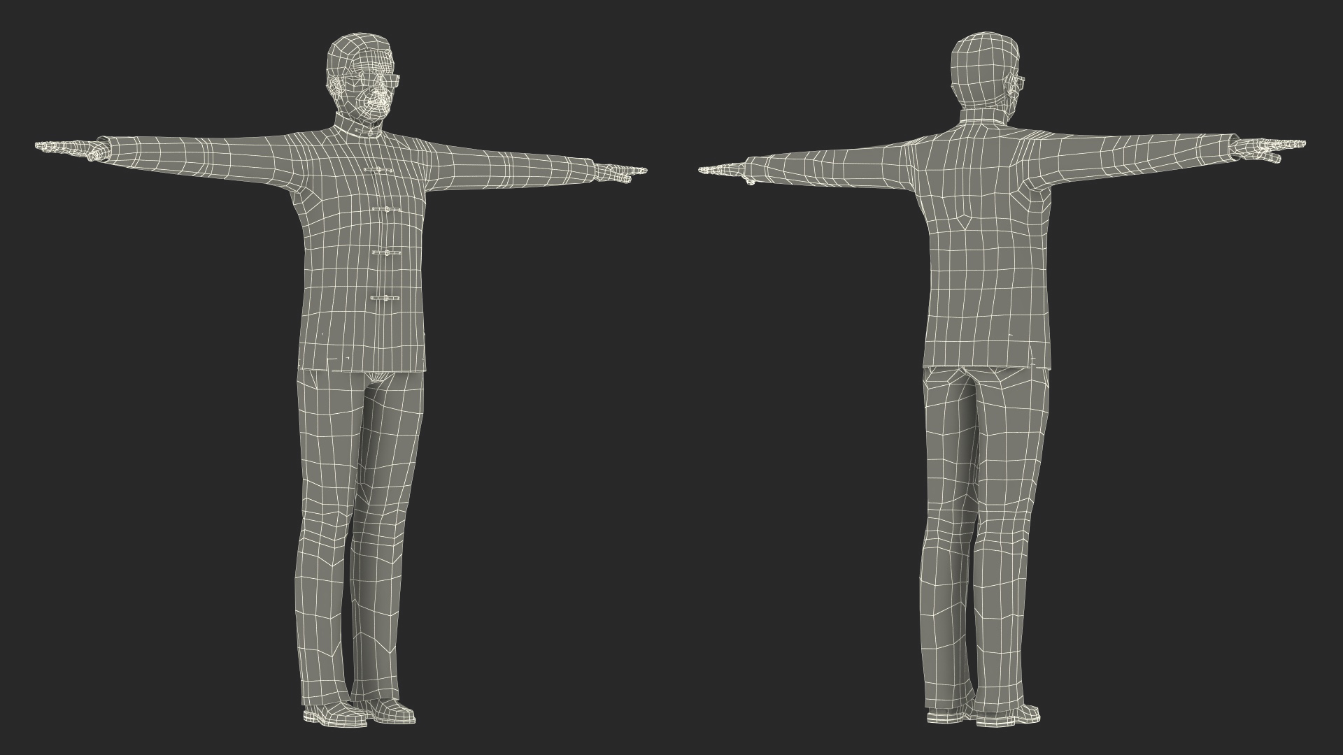 3D Chinese Elderly Man Traditional Style Rigged for Maya model
