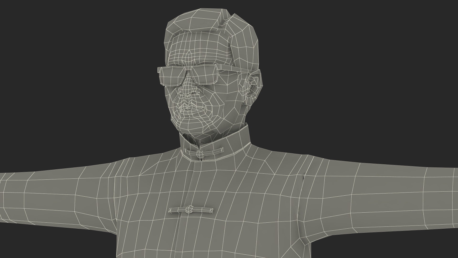 3D Chinese Elderly Man Traditional Style Rigged for Maya model