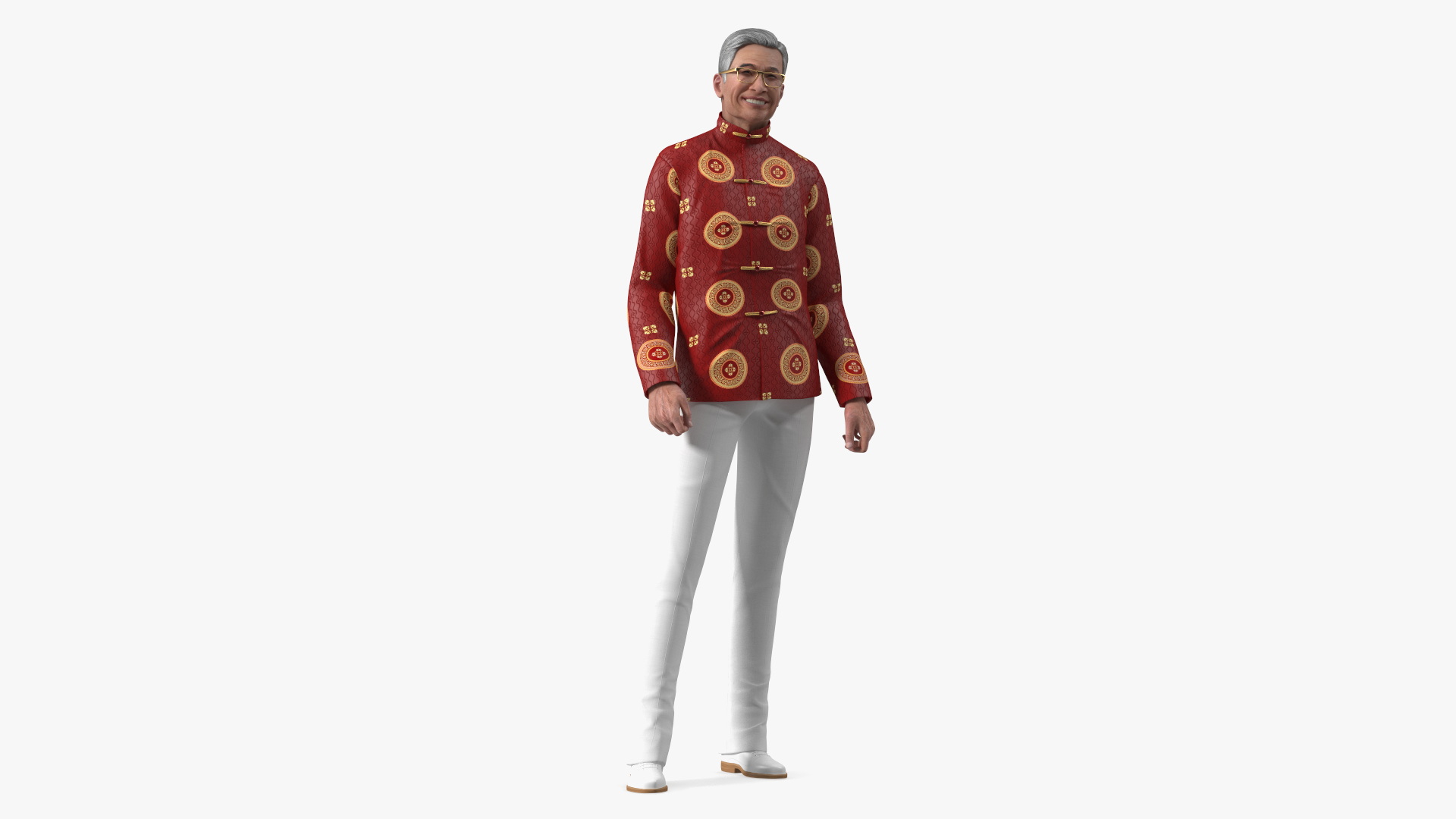 3D Chinese Elderly Man Traditional Style Rigged for Maya model