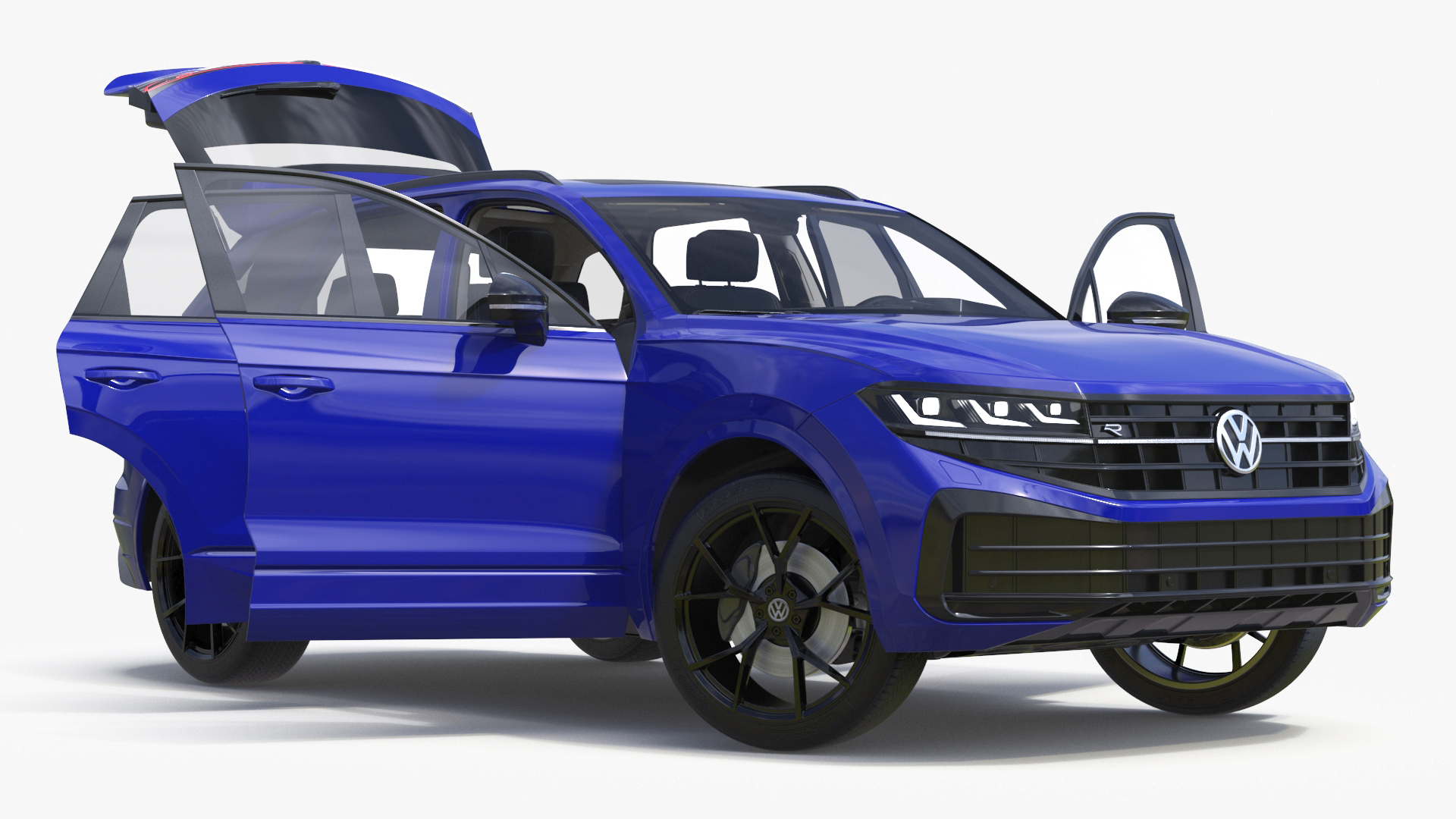 Volkswagen Touareg 2024 Blue Lights On Rigged for Maya 3D model