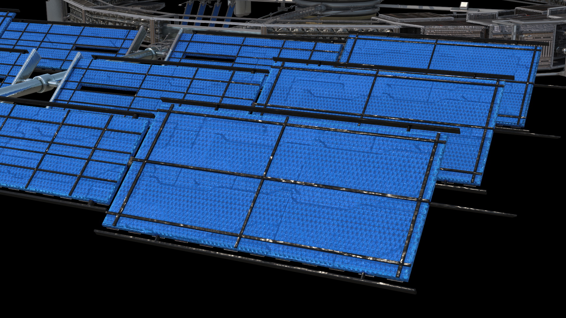 Futuristic Sci Fi Space Station with Solar Panels 3D model