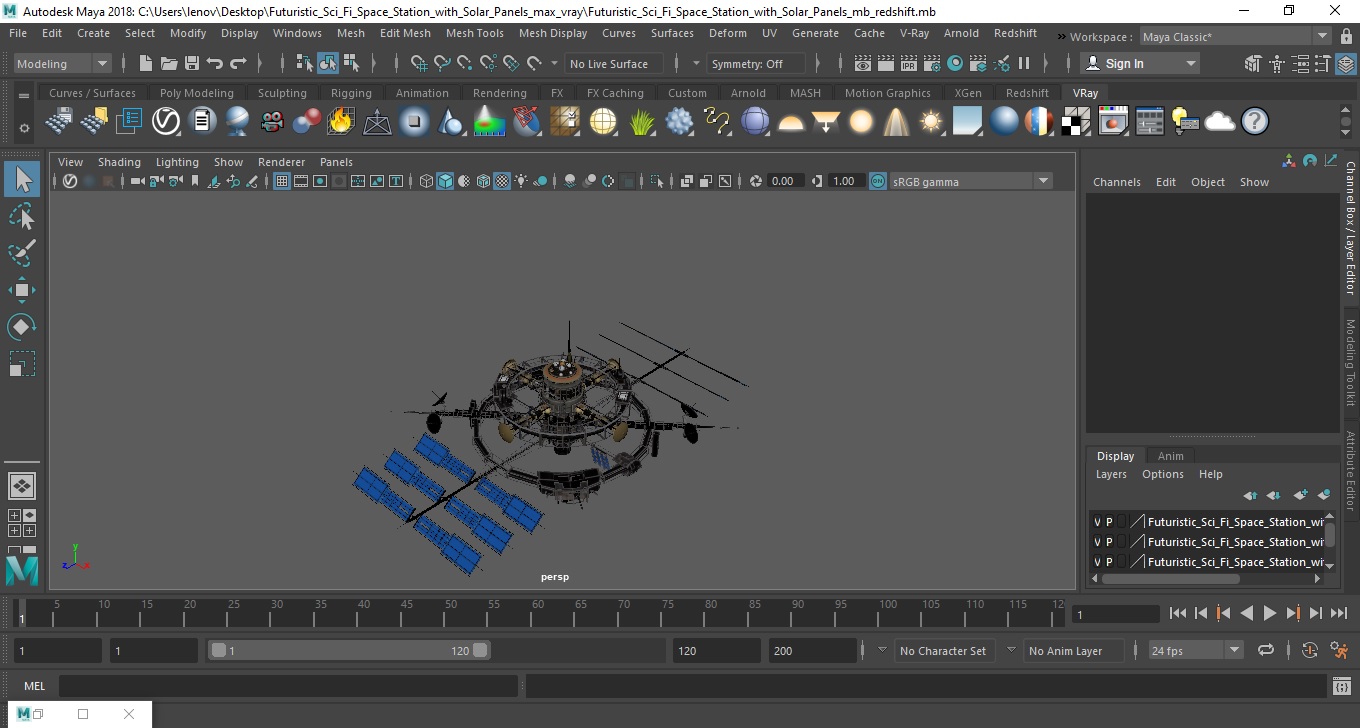 Futuristic Sci Fi Space Station with Solar Panels 3D model