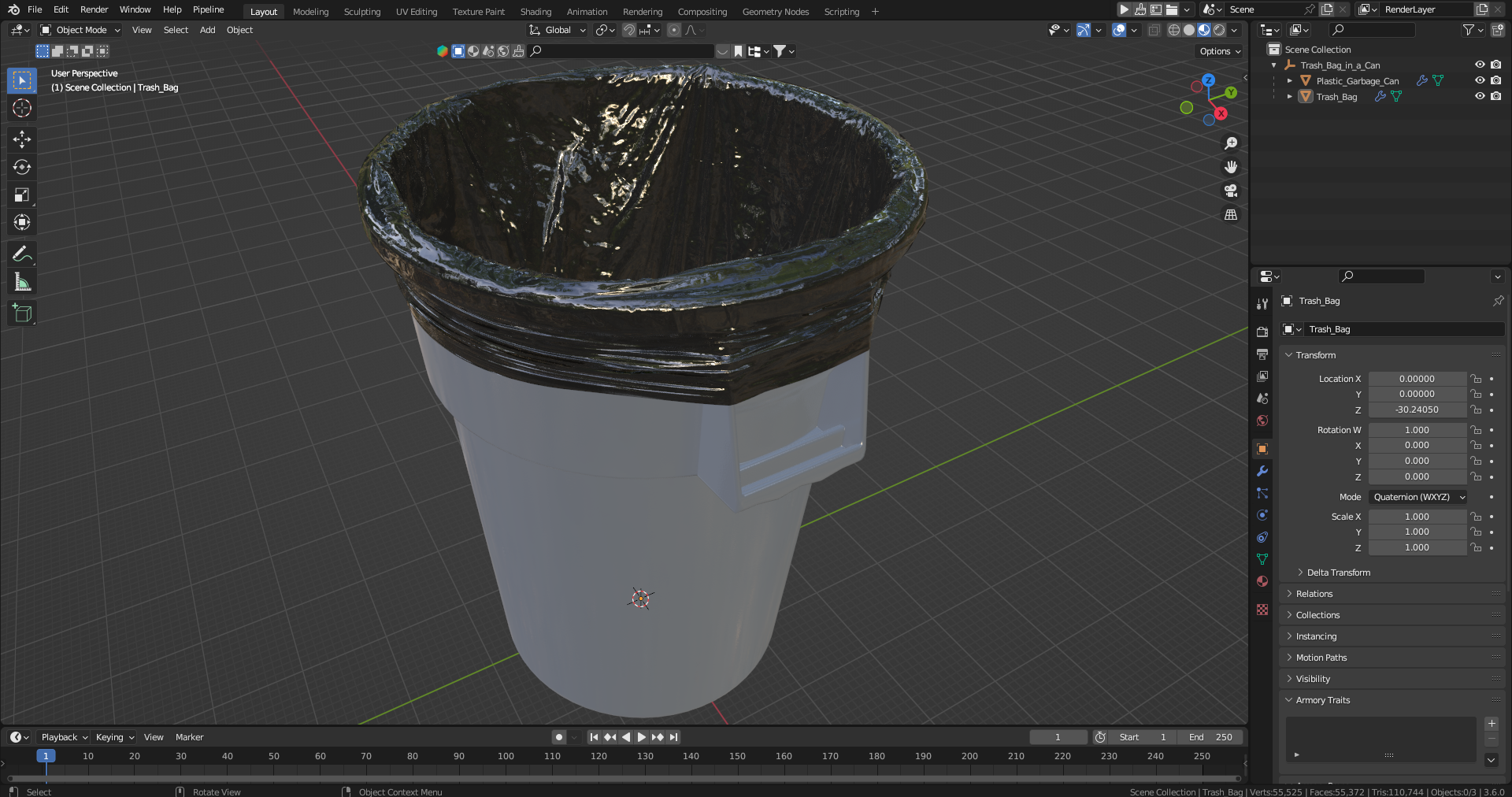 3D Trash Bag in a Can model