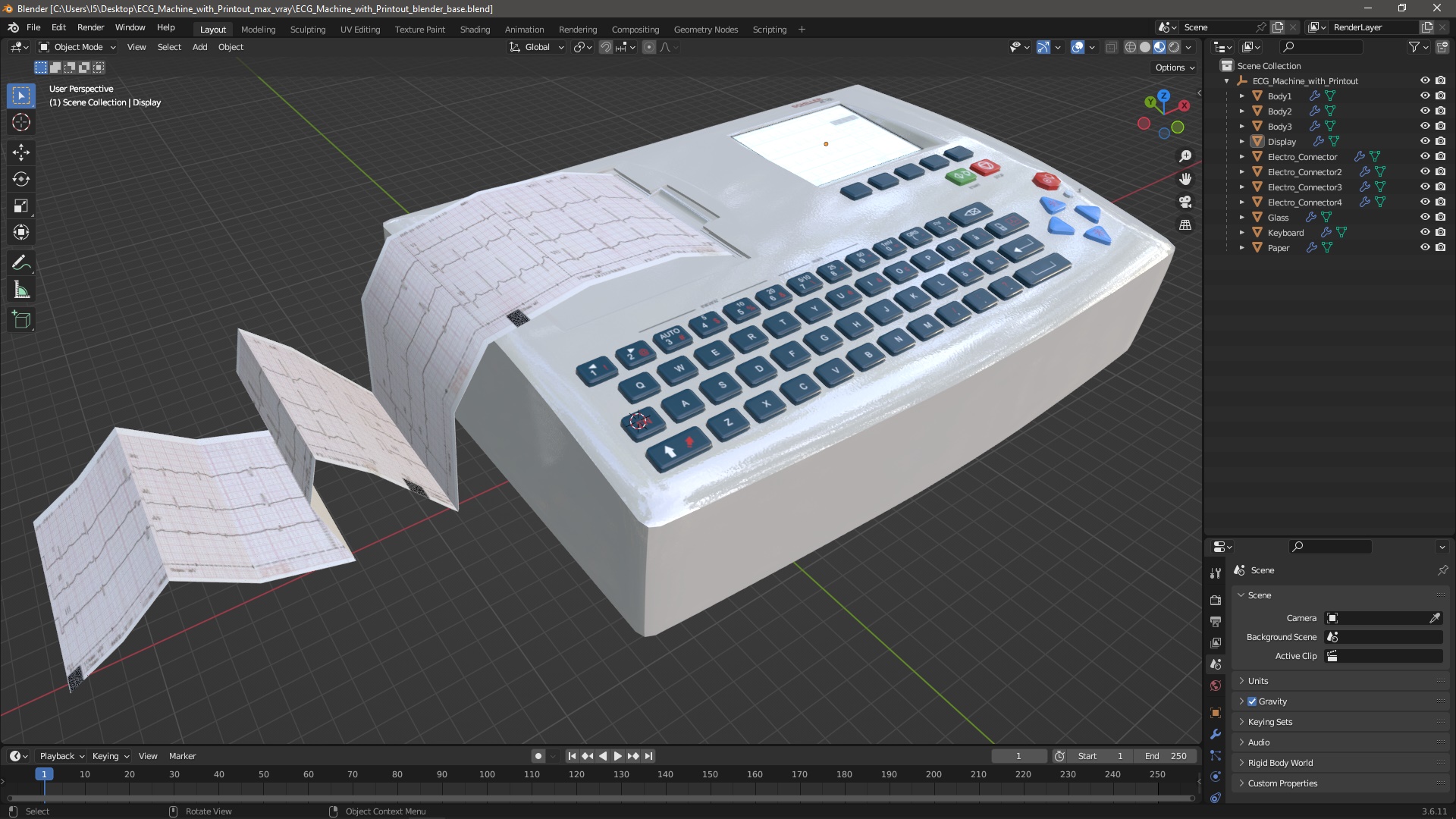 3D model ECG Machine with Printout