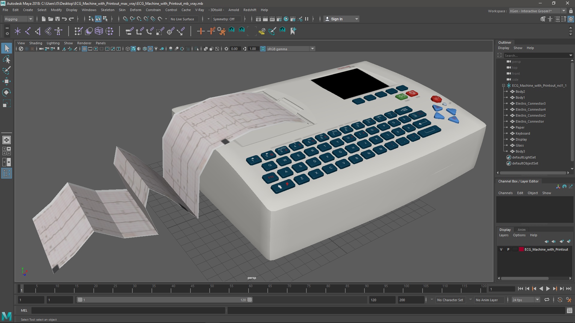 3D model ECG Machine with Printout