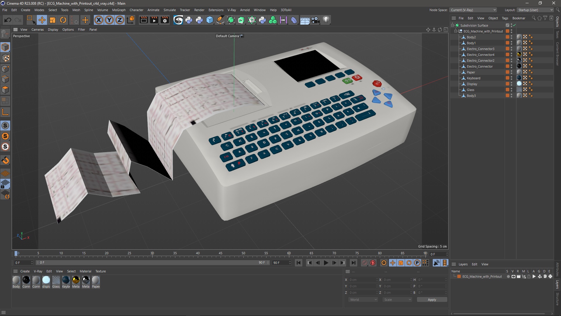 3D model ECG Machine with Printout