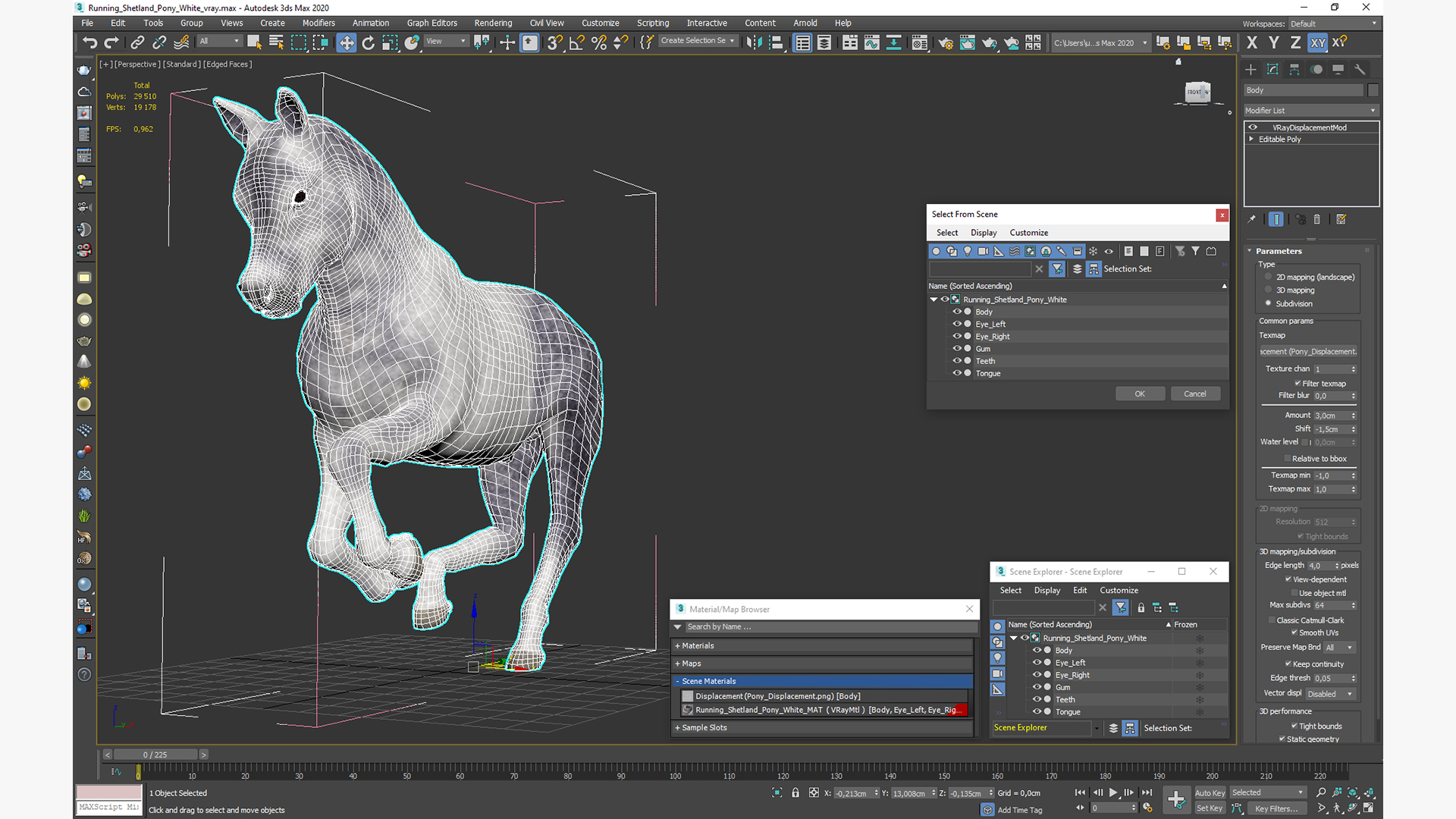 Running Shetland Pony White 3D