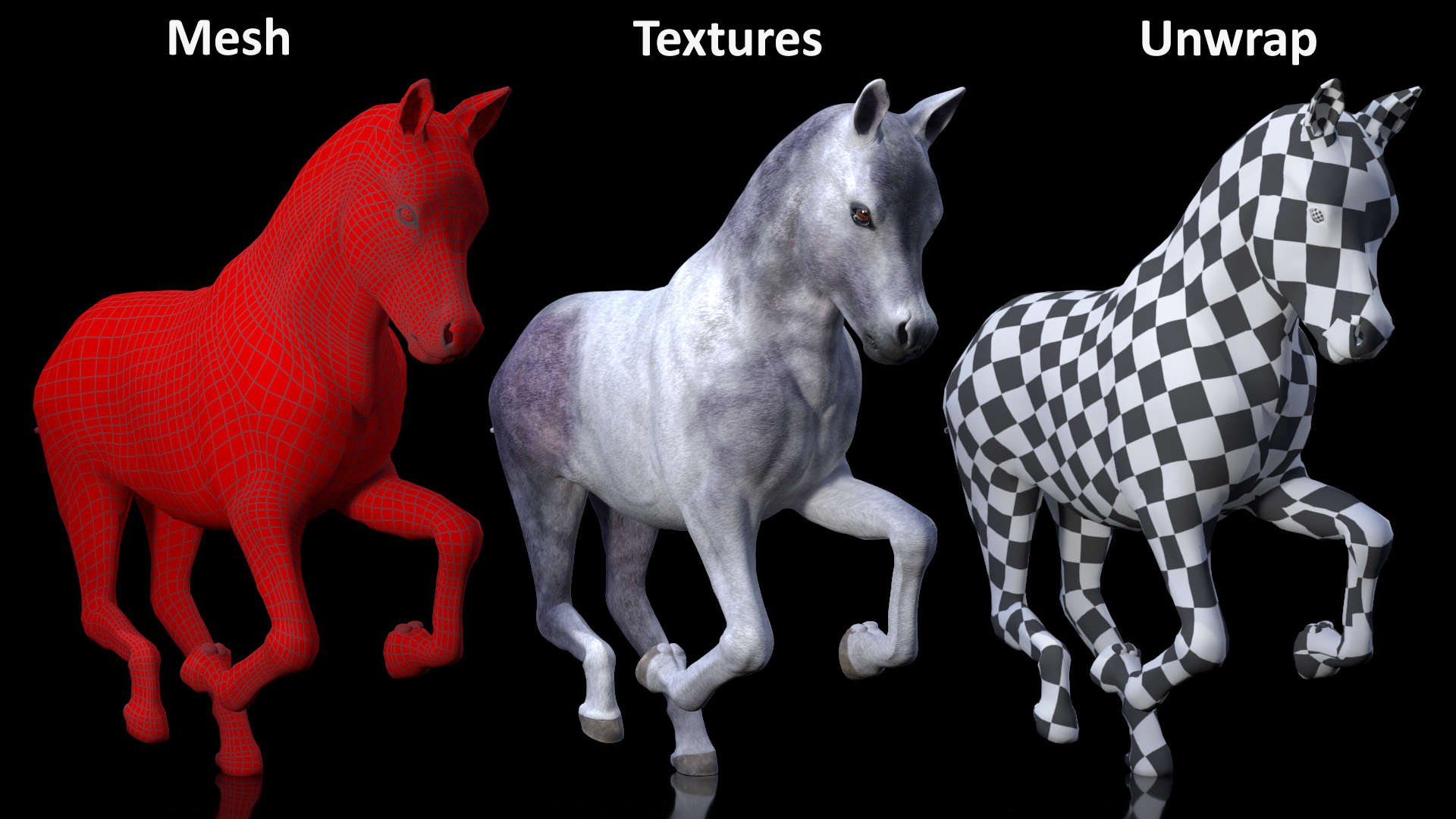 Running Shetland Pony White 3D