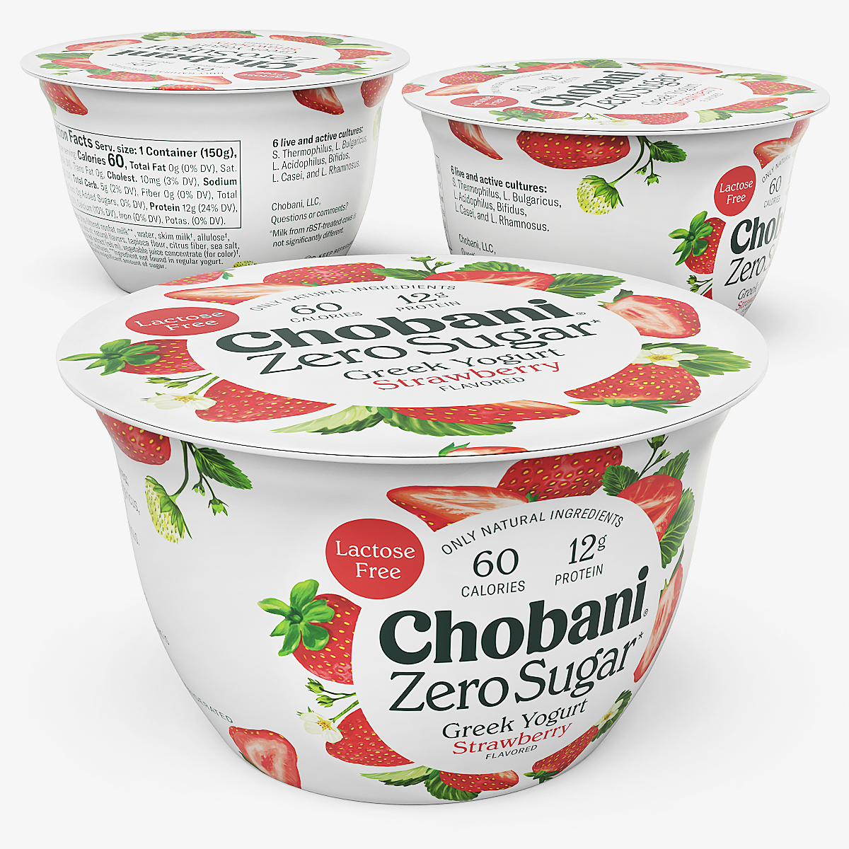 Chobani Zero Sugar Greek Yogurt Cup Sealed Strawberry
