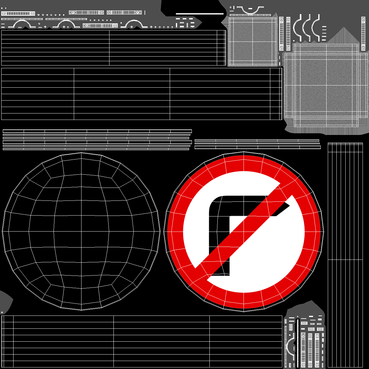 3D Road Sign No Right Turn model