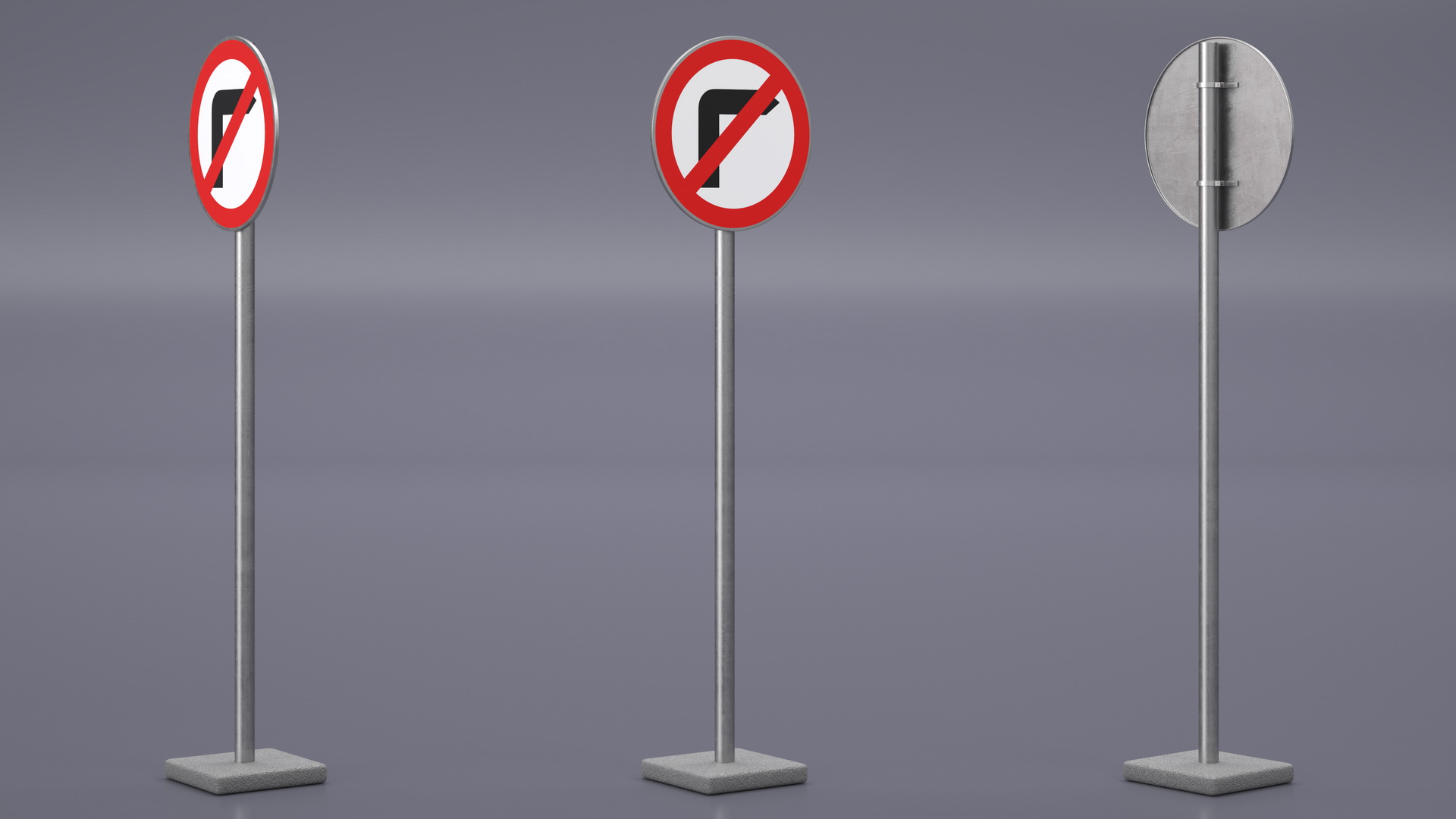 3D Road Sign No Right Turn model