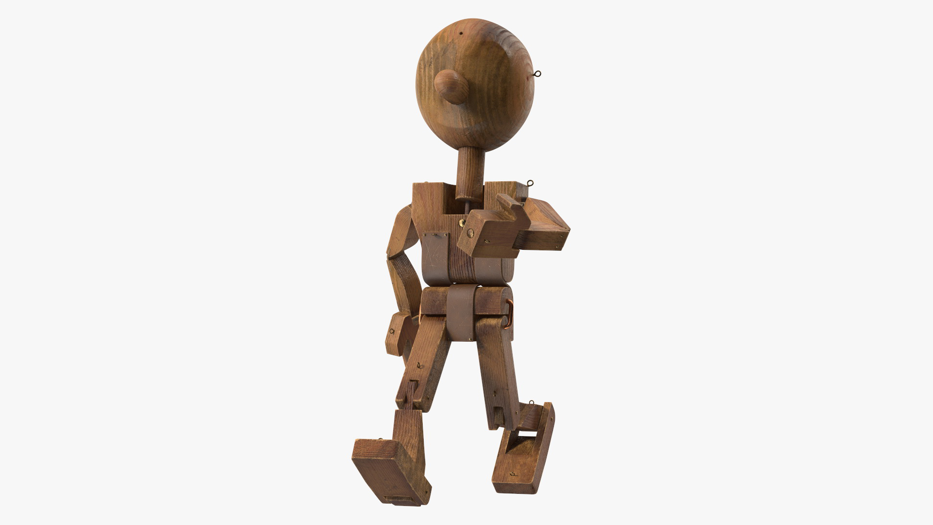 3D Dirty Wooden Character Rigged for Maya model