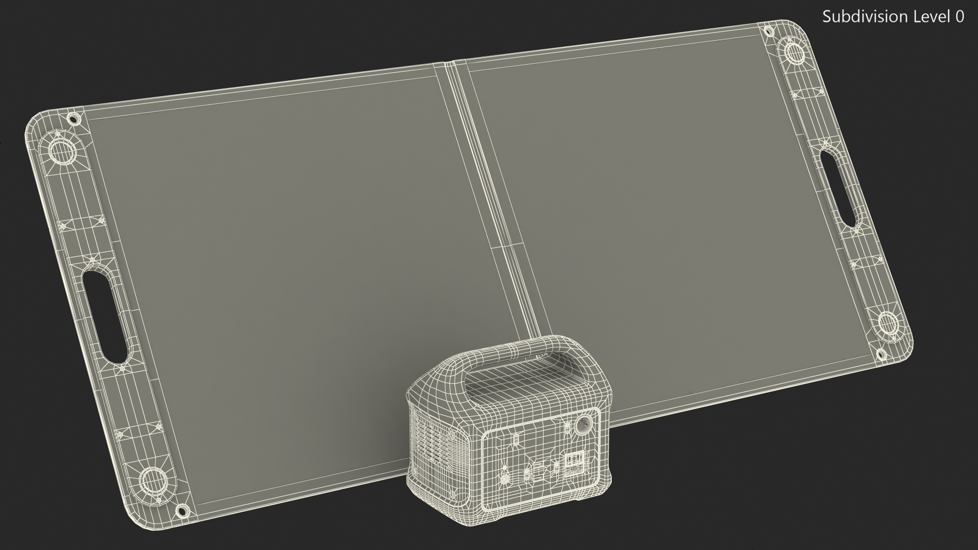 Outdoor Power Storage with Foldable Solar Panel 3D