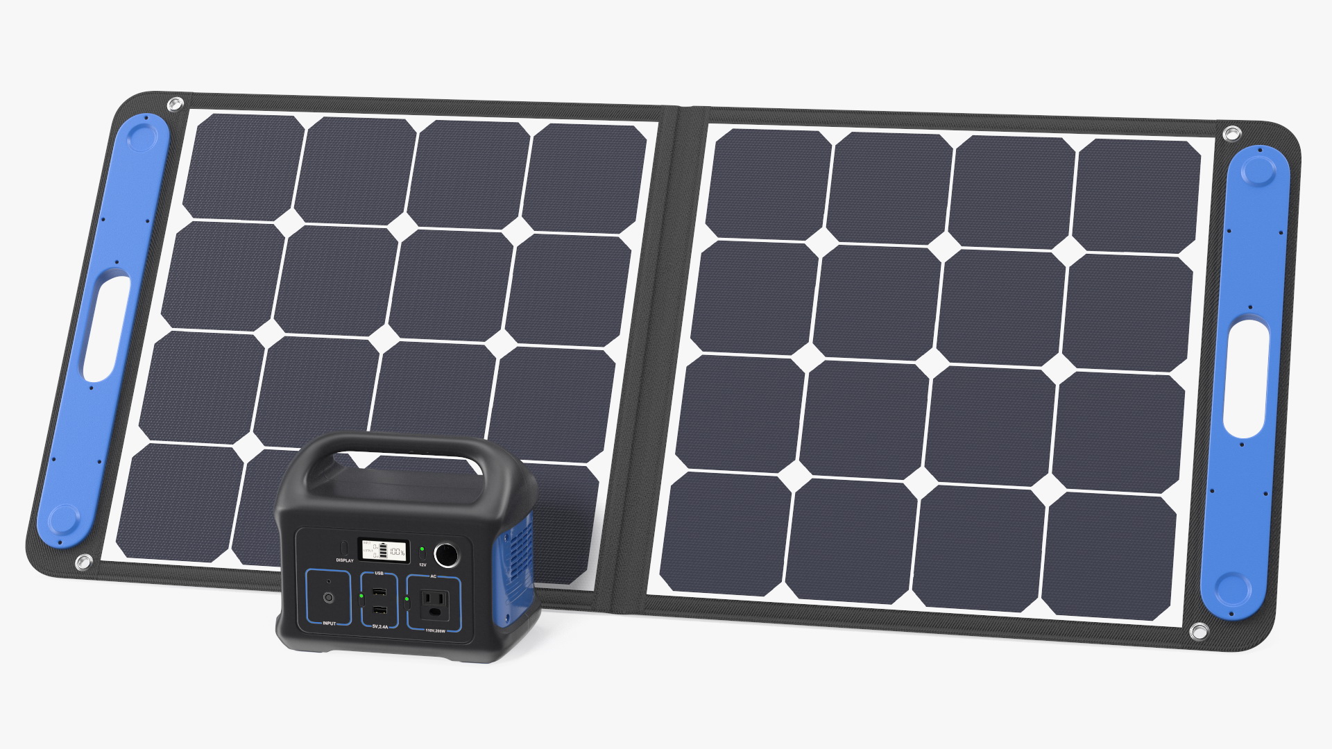 Outdoor Power Storage with Foldable Solar Panel 3D