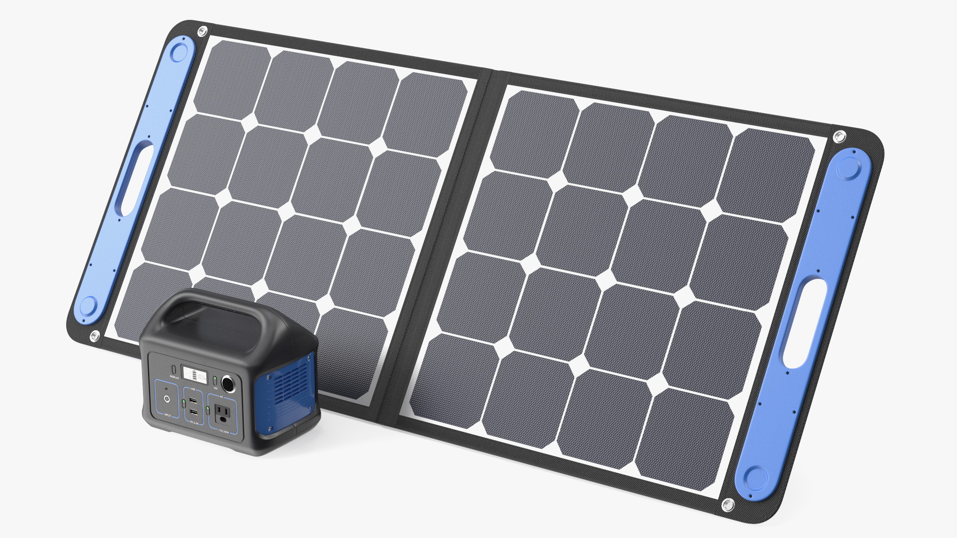 Outdoor Power Storage with Foldable Solar Panel 3D