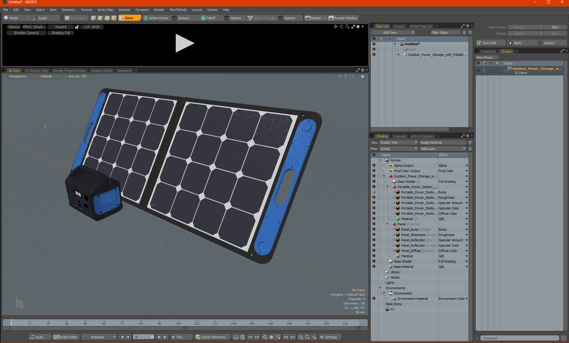 Outdoor Power Storage with Foldable Solar Panel 3D