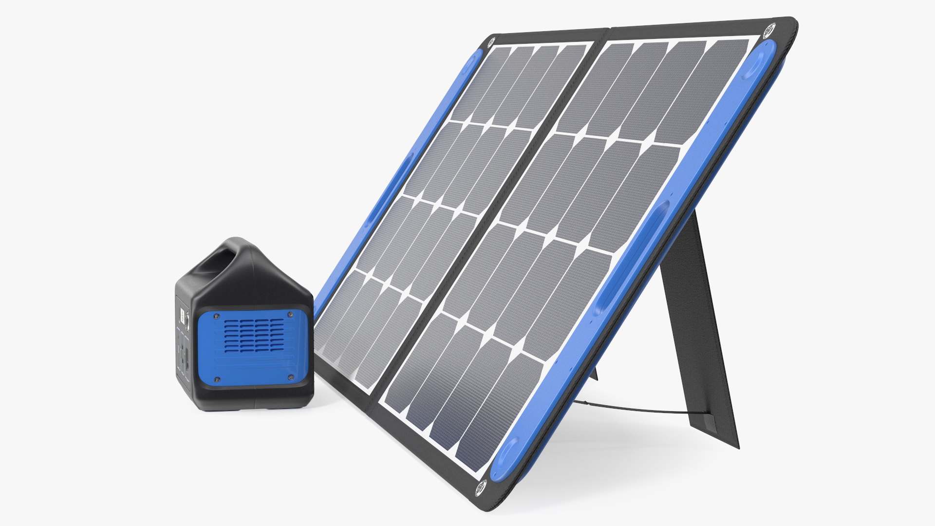 Outdoor Power Storage with Foldable Solar Panel 3D