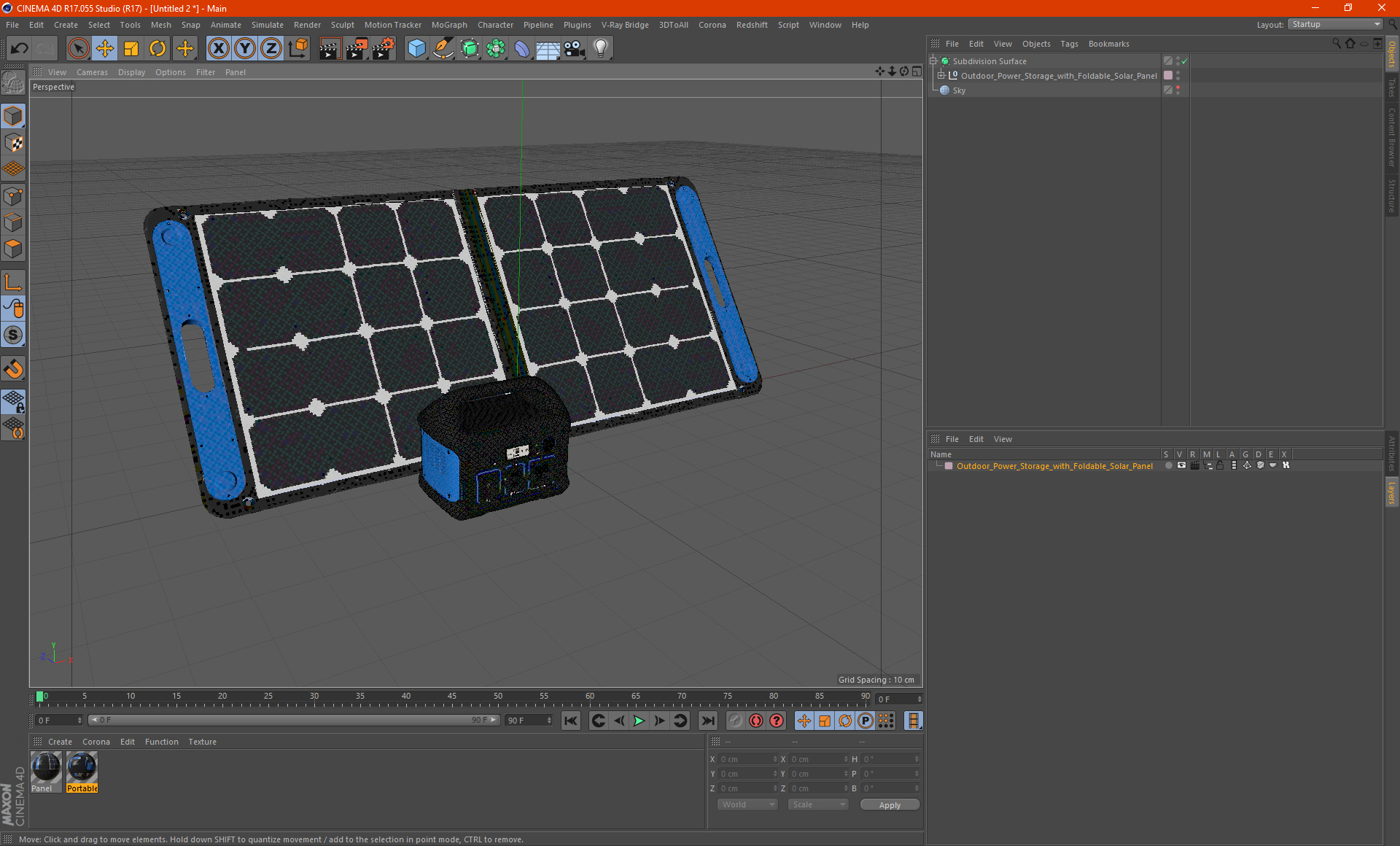 Outdoor Power Storage with Foldable Solar Panel 3D