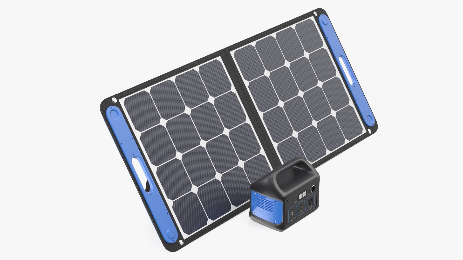 Outdoor Power Storage with Foldable Solar Panel 3D