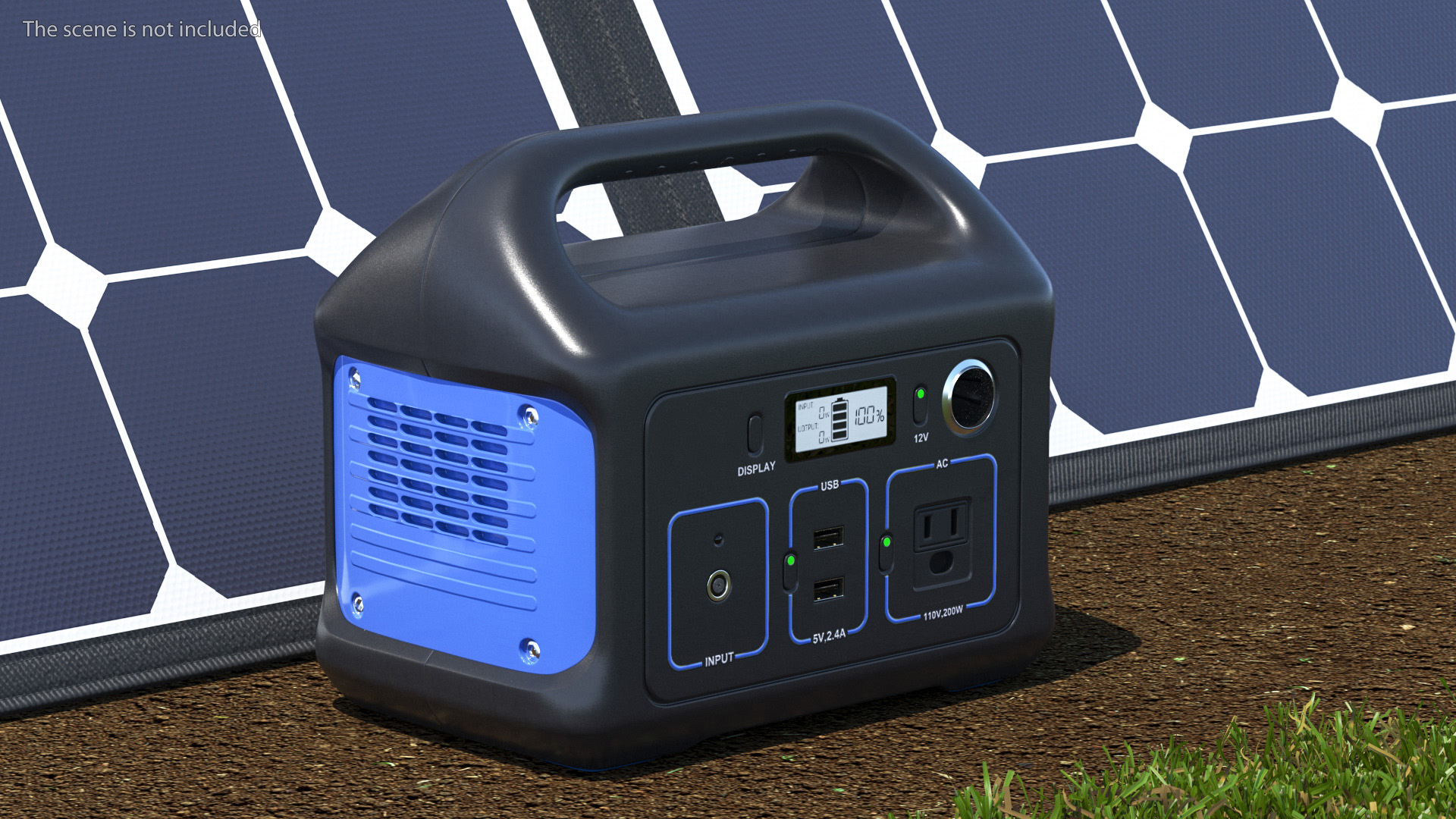 Outdoor Power Storage with Foldable Solar Panel 3D