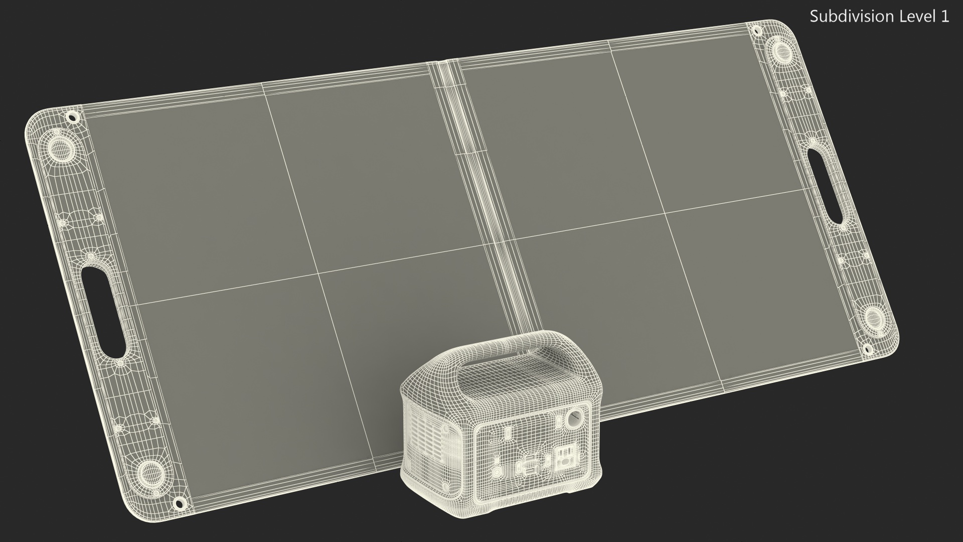 Outdoor Power Storage with Foldable Solar Panel 3D